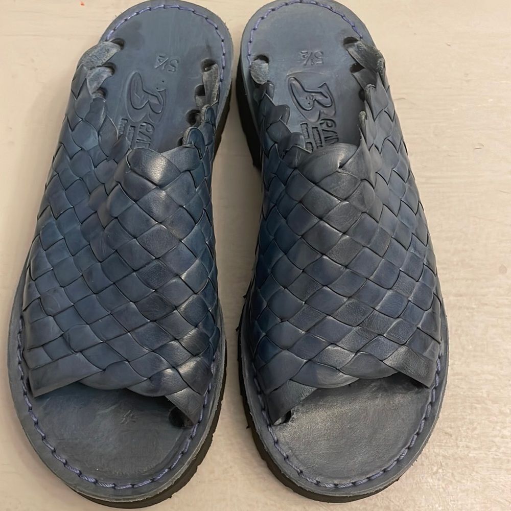 BRAND X Electric Blue Handwoven Leather Huarache Sandals 5.5